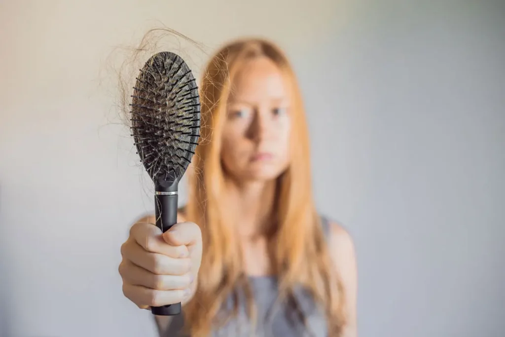 A girl facing hair loss. 