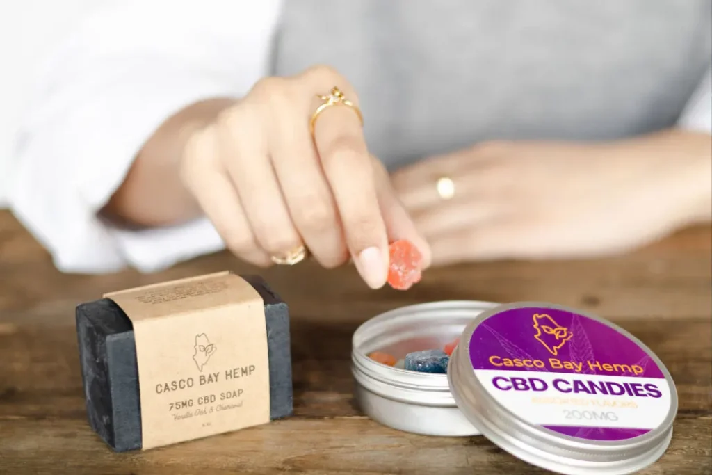 woman eating cbd gummies