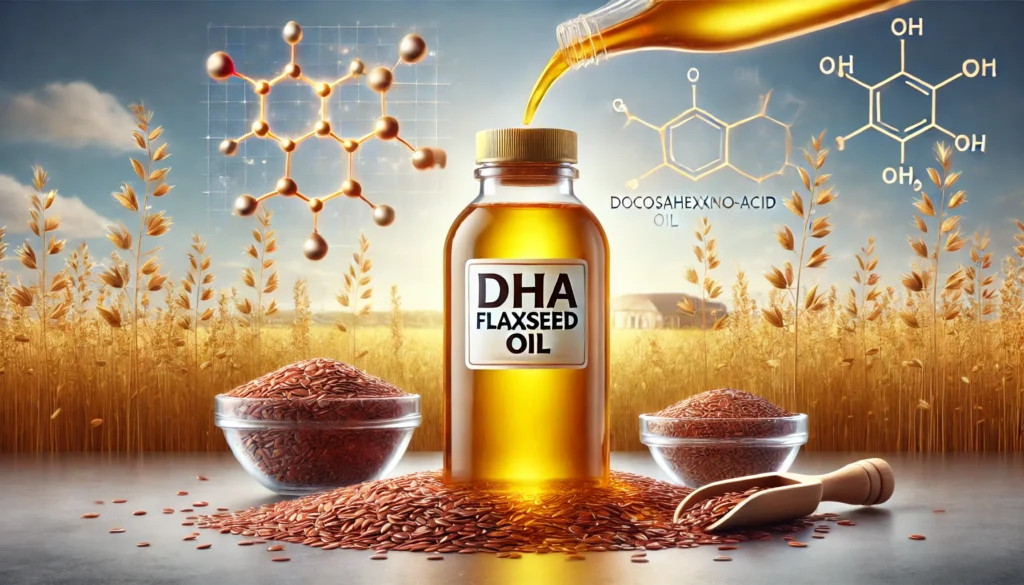 Docosahexaenoic Acid (DHA) derived from flaxseed oil.